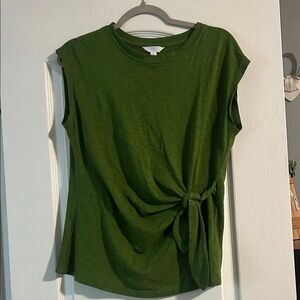 Time and Tru Olive Green Tie-Front Muscle Tee
